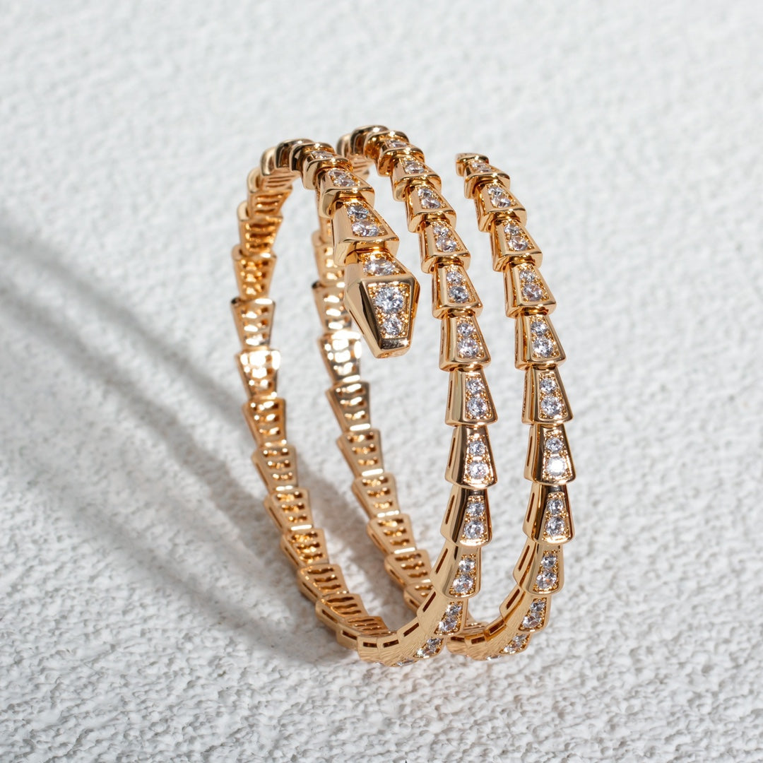 [Glow Muse]SERPENTI BRACELET PINK GOLD DIAMOND DOUBLE ROW