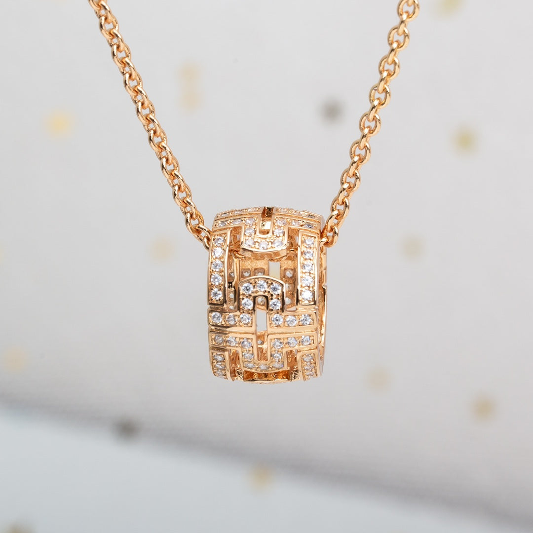 [Glow Muse]PARENTESI NECKLACE PINK GOLD DIAMOND