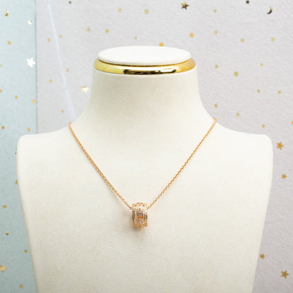 [Glow Muse]PARENTESI NECKLACE PINK GOLD DIAMOND