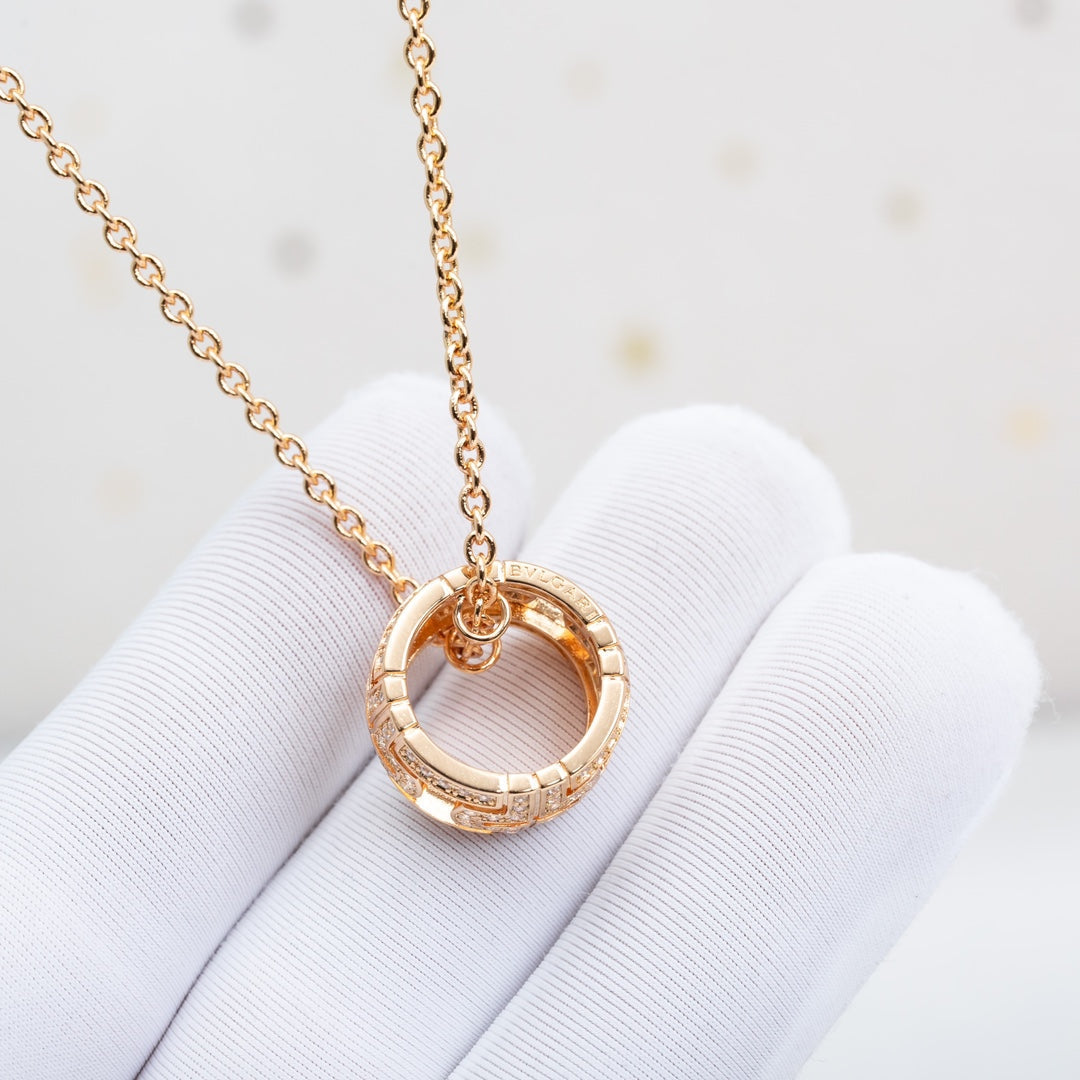 [Glow Muse]PARENTESI NECKLACE PINK GOLD DIAMOND