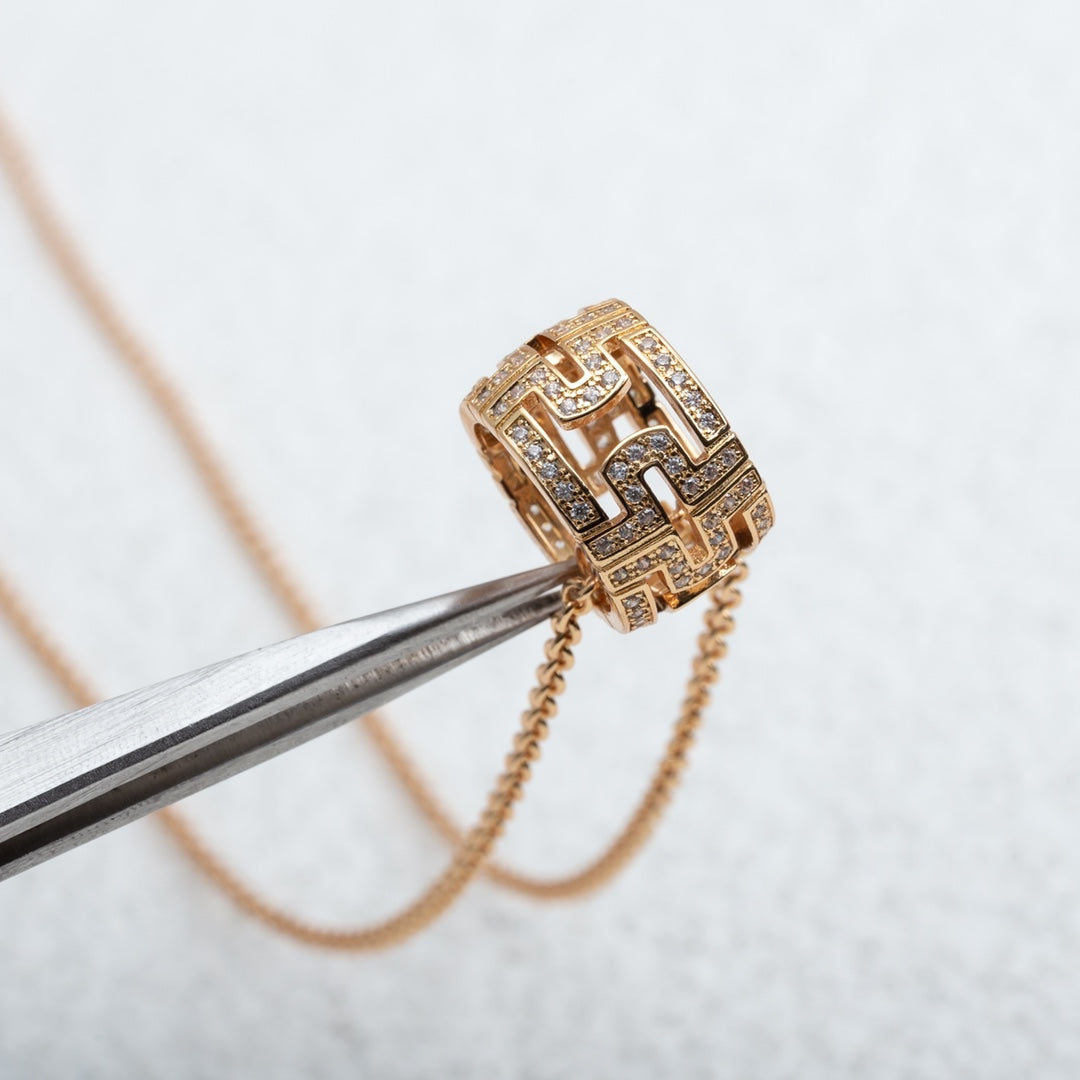 [Glow Muse]PARENTESI NECKLACE PINK GOLD DIAMOND