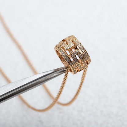 [Glow Muse]PARENTESI NECKLACE PINK GOLD DIAMOND