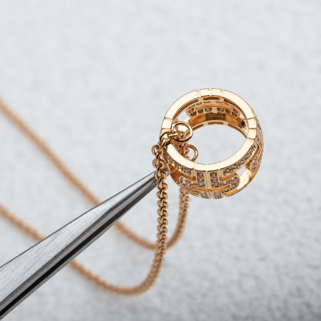 [Glow Muse]PARENTESI NECKLACE PINK GOLD DIAMOND