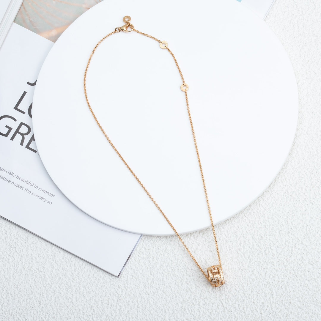 [Glow Muse]PARENTESI NECKLACE PINK GOLD DIAMOND