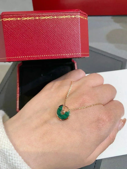 [Glow Muse]AMULETTE ROSE GOLD MALACHITE NECKLACE