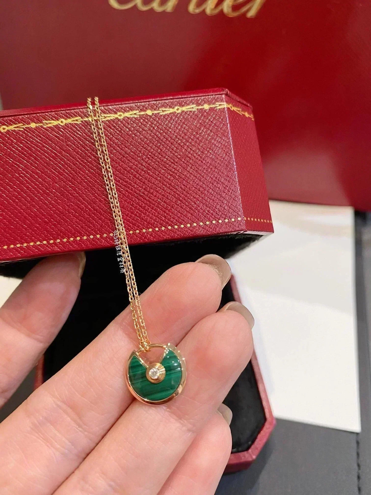[Glow Muse]AMULETTE ROSE GOLD MALACHITE NECKLACE