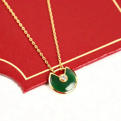 [Glow Muse]AMULETTE GOLD MALACHITE NECKLACE