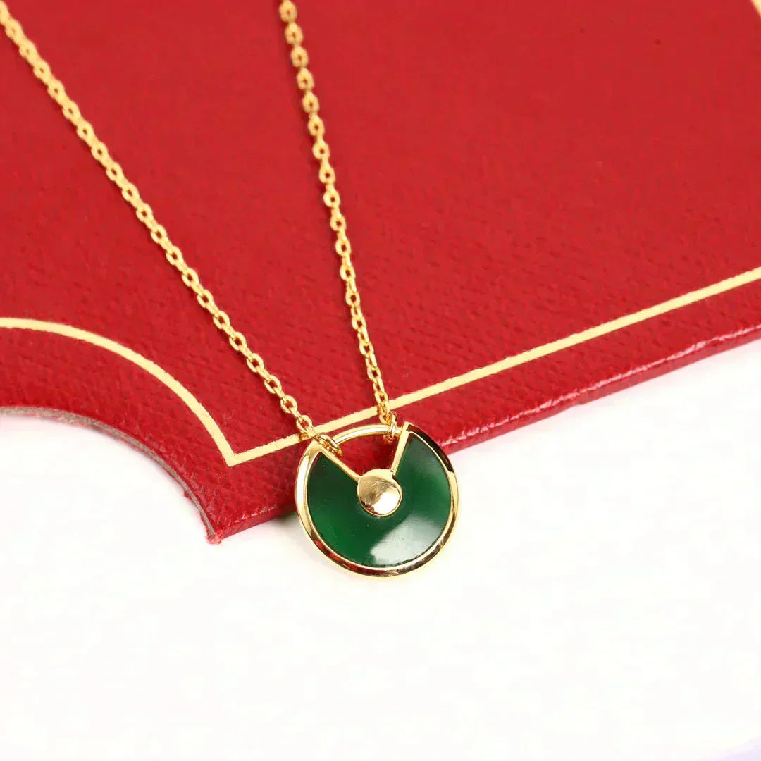 [Glow Muse]AMULETTE GOLD MALACHITE NECKLACE
