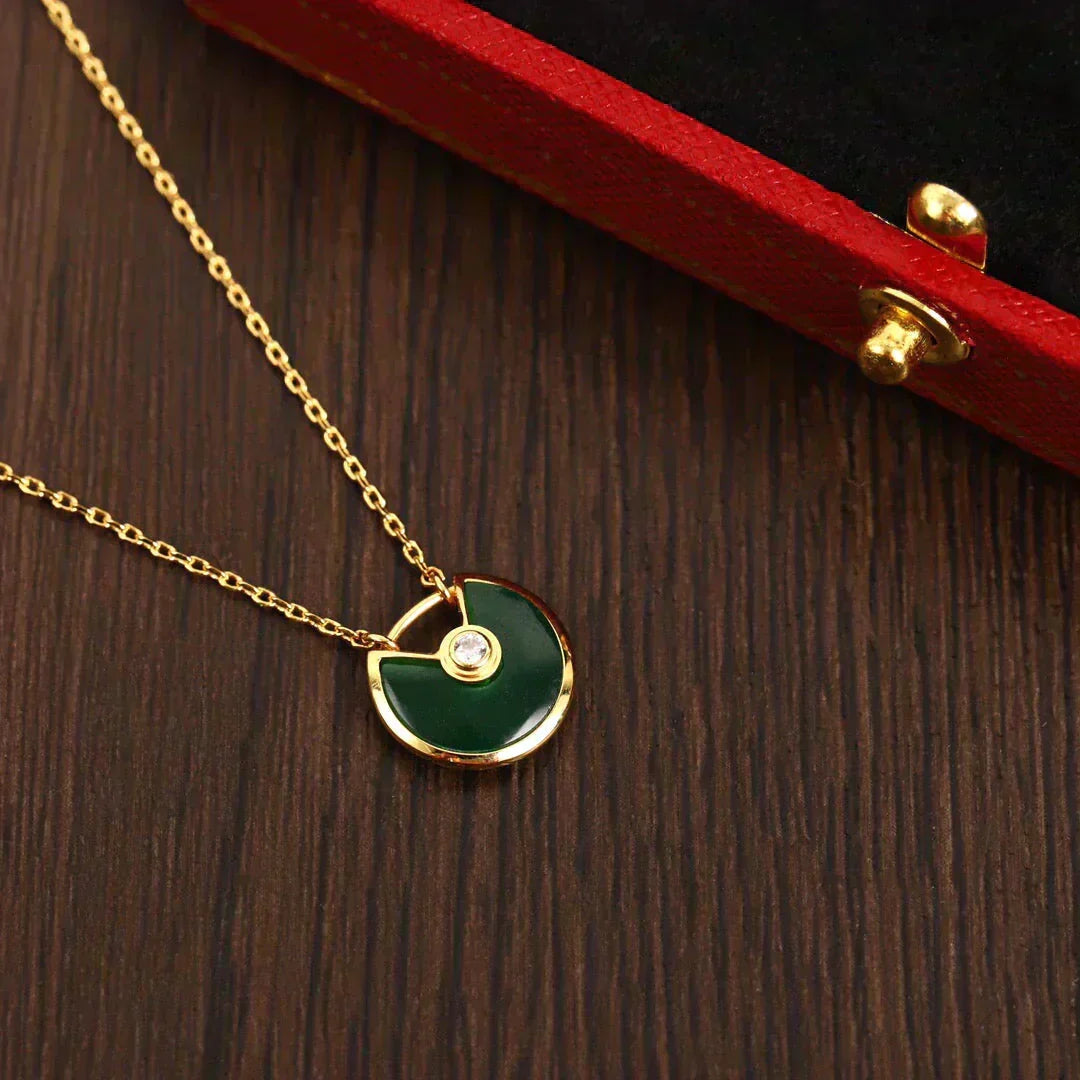 [Glow Muse]AMULETTE GOLD MALACHITE NECKLACE