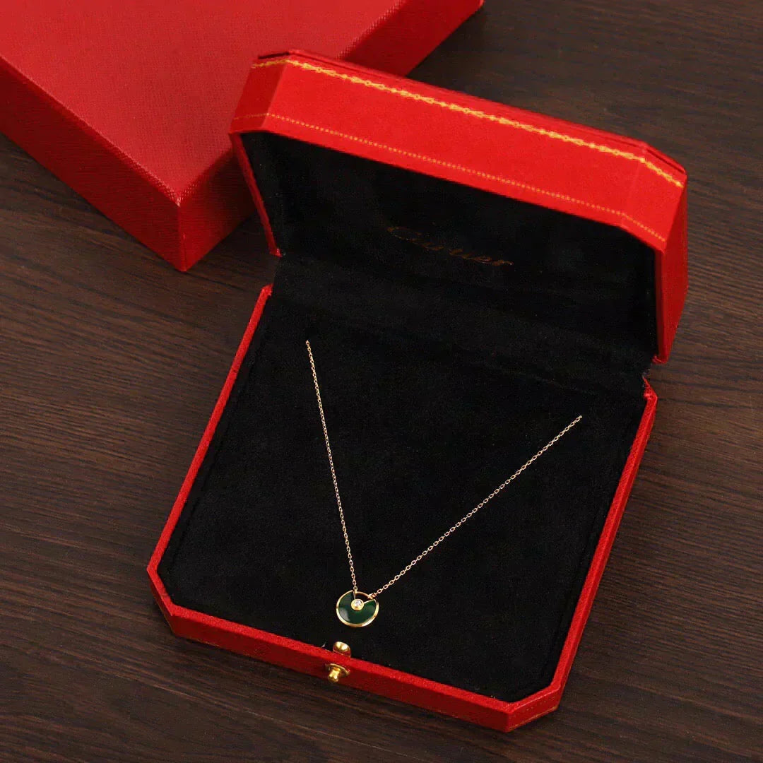 [Glow Muse]AMULETTE GOLD MALACHITE NECKLACE