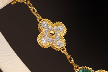 [Glow Muse]CLOVER EARRINGS GOLD MALACHITE DIAMOND 3 MOTIF