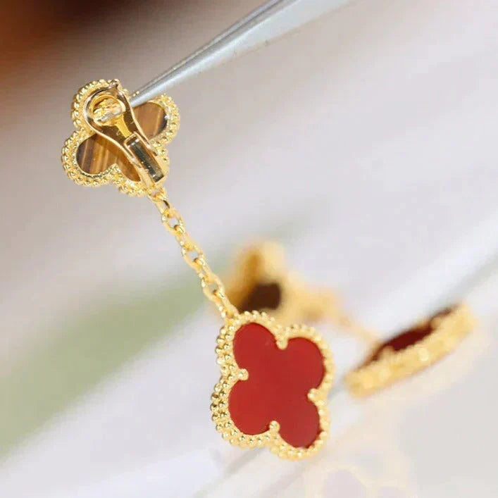 [Glow Muse]CLOVER  2 MOTIF  TIGER EYE CARNELIAN EARRINGS