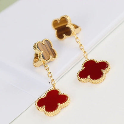 [Glow Muse]CLOVER  2 MOTIF  TIGER EYE CARNELIAN EARRINGS