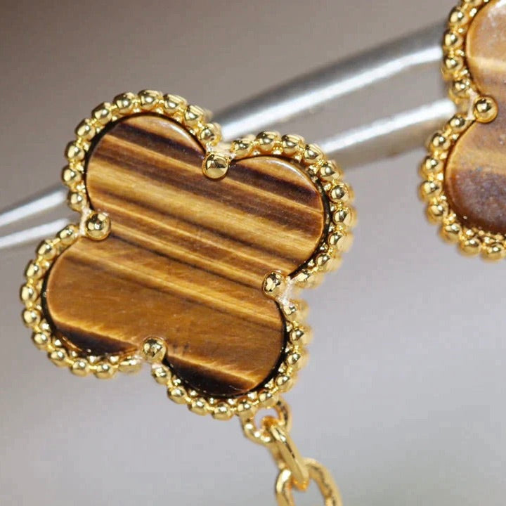 [Glow Muse]CLOVER  2 MOTIF  TIGER EYE CARNELIAN EARRINGS