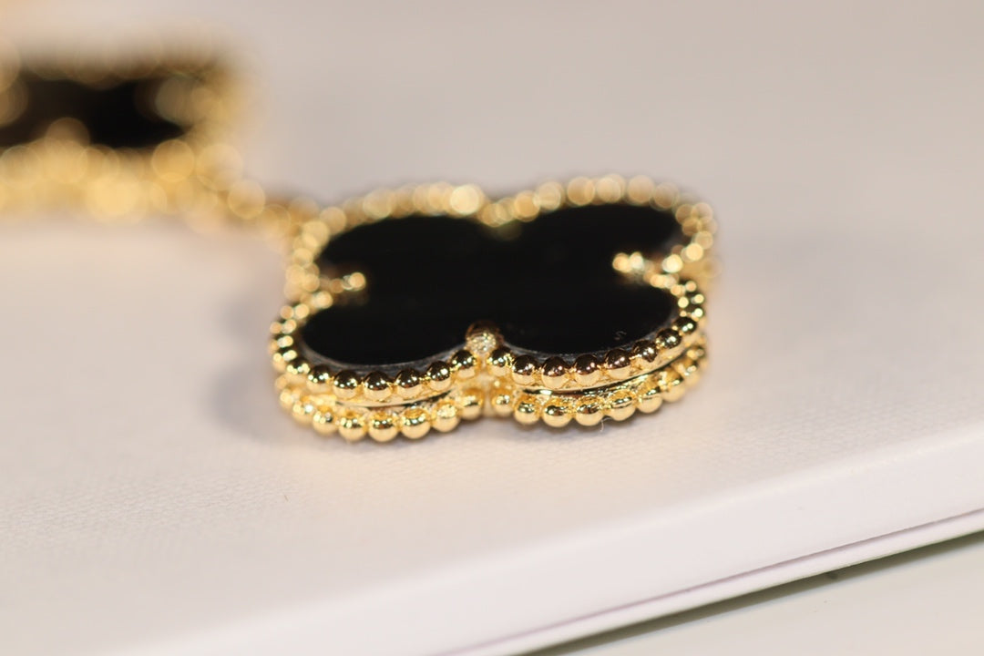 [Glow Muse]CLOVER EARRINGS GOLD ONYX MOP 3 MOTIF