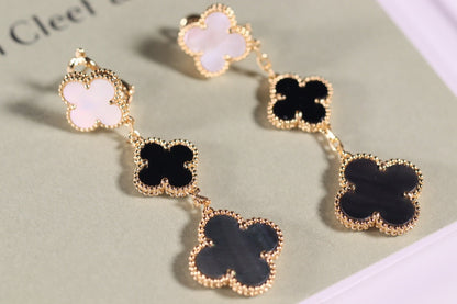 [Glow Muse]CLOVER EARRINGS GOLD ONYX MOP 3 MOTIF