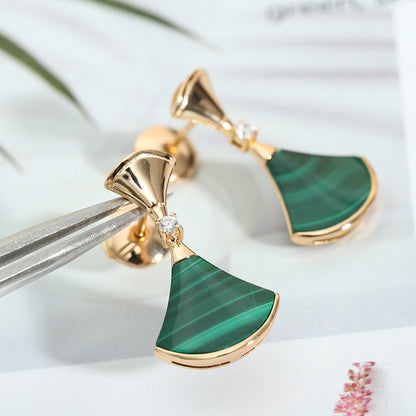 [Glow Muse]DREAM MALACHITE PINK GOLD EARRINGS