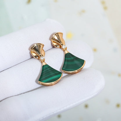 [Glow Muse]DREAM MALACHITE PINK GOLD EARRINGS