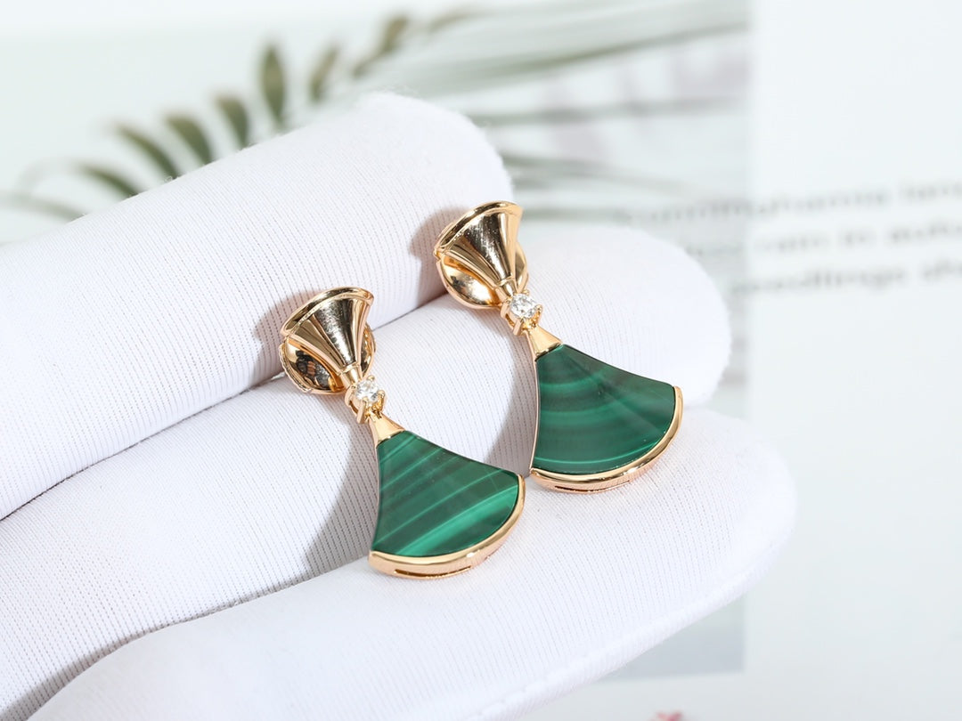 [Glow Muse]DREAM MALACHITE PINK GOLD EARRINGS