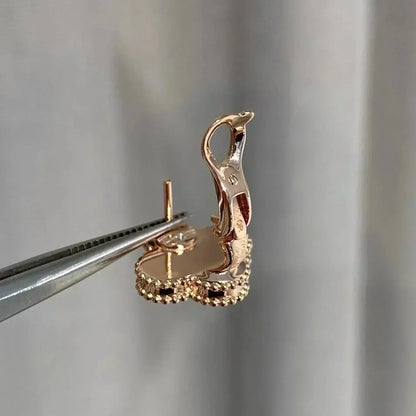 [Glow Muse]CLOVER MEDIUM 1 MOTIFS  PINK MOP DIAMOND EARRINGS