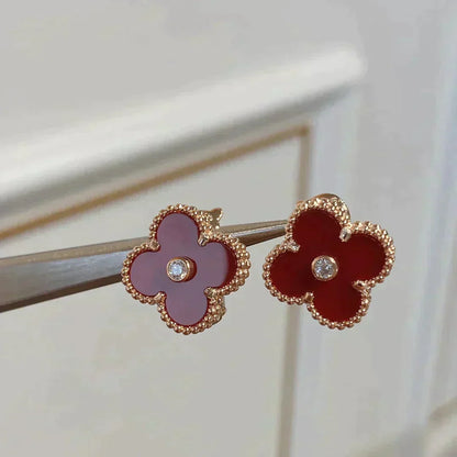 [Glow Muse]CLOVER MEDIUM 1 MOTIFS CARNELIAN  DIAMOND earrings
