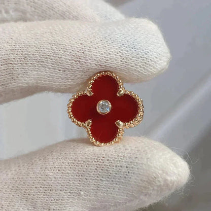 [Glow Muse]CLOVER MEDIUM 1 MOTIFS CARNELIAN  DIAMOND earrings