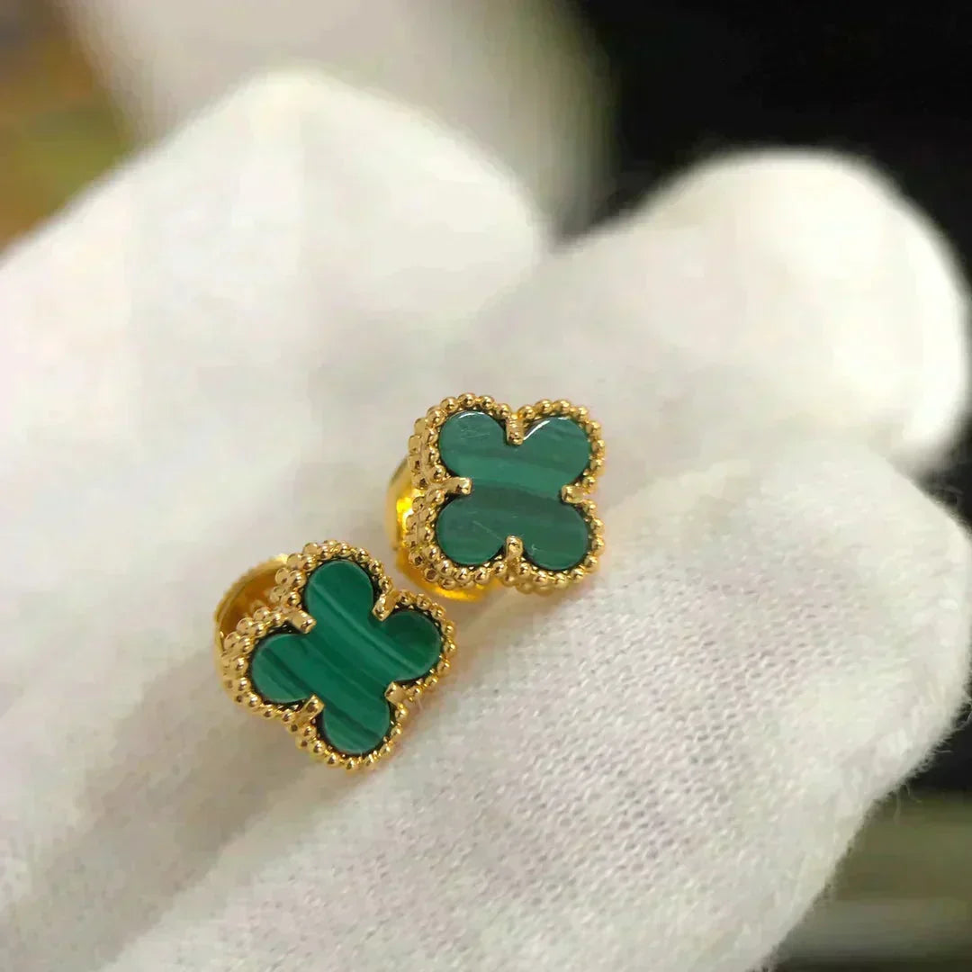 [Glow Muse]CLOVER MINI 9.5MM MALACHITE  EARRINGS