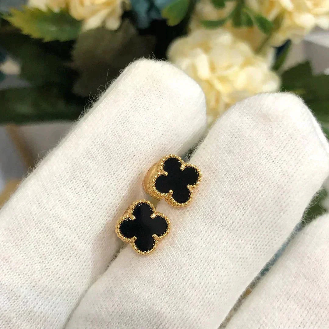 [Glow Muse]CLOVER MINI 9.5MM BLACK MOP EARRINGS