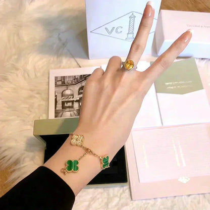 [⭐Glow Muse] CLOVER 5 MOTIF MALACHITE BRACELET COLLECTION