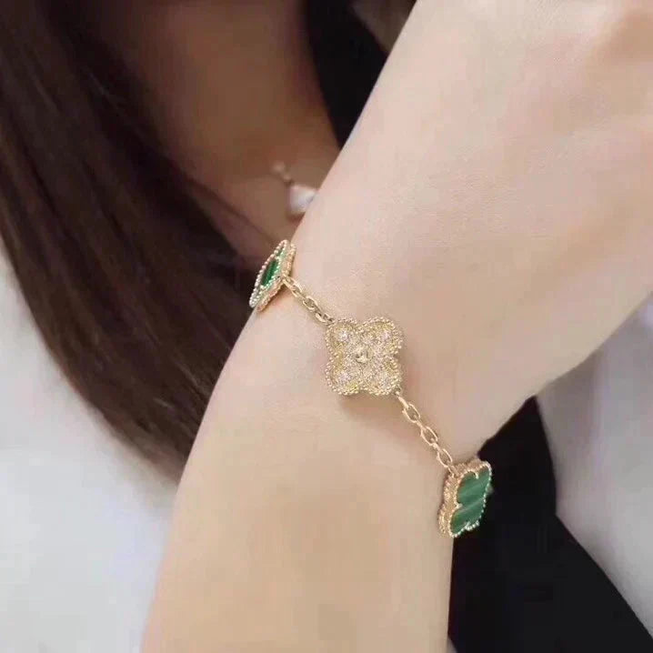 [⭐Glow Muse] CLOVER 5 MOTIF MALACHITE BRACELET COLLECTION