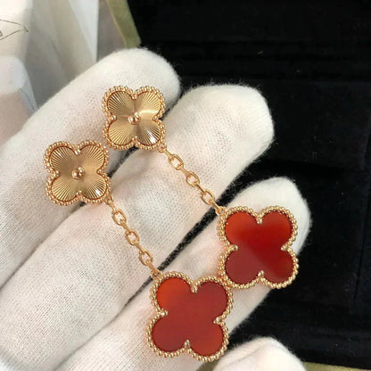 [Glow Muse]CLOVER 2 MOTIF  LASER CARNELIAN EARRINGS