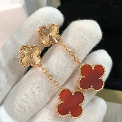 [Glow Muse]CLOVER 2 MOTIF  LASER CARNELIAN EARRINGS