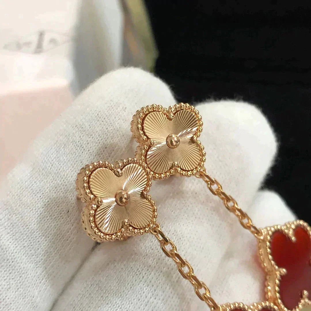 [Glow Muse]CLOVER 2 MOTIF  LASER CARNELIAN EARRINGS