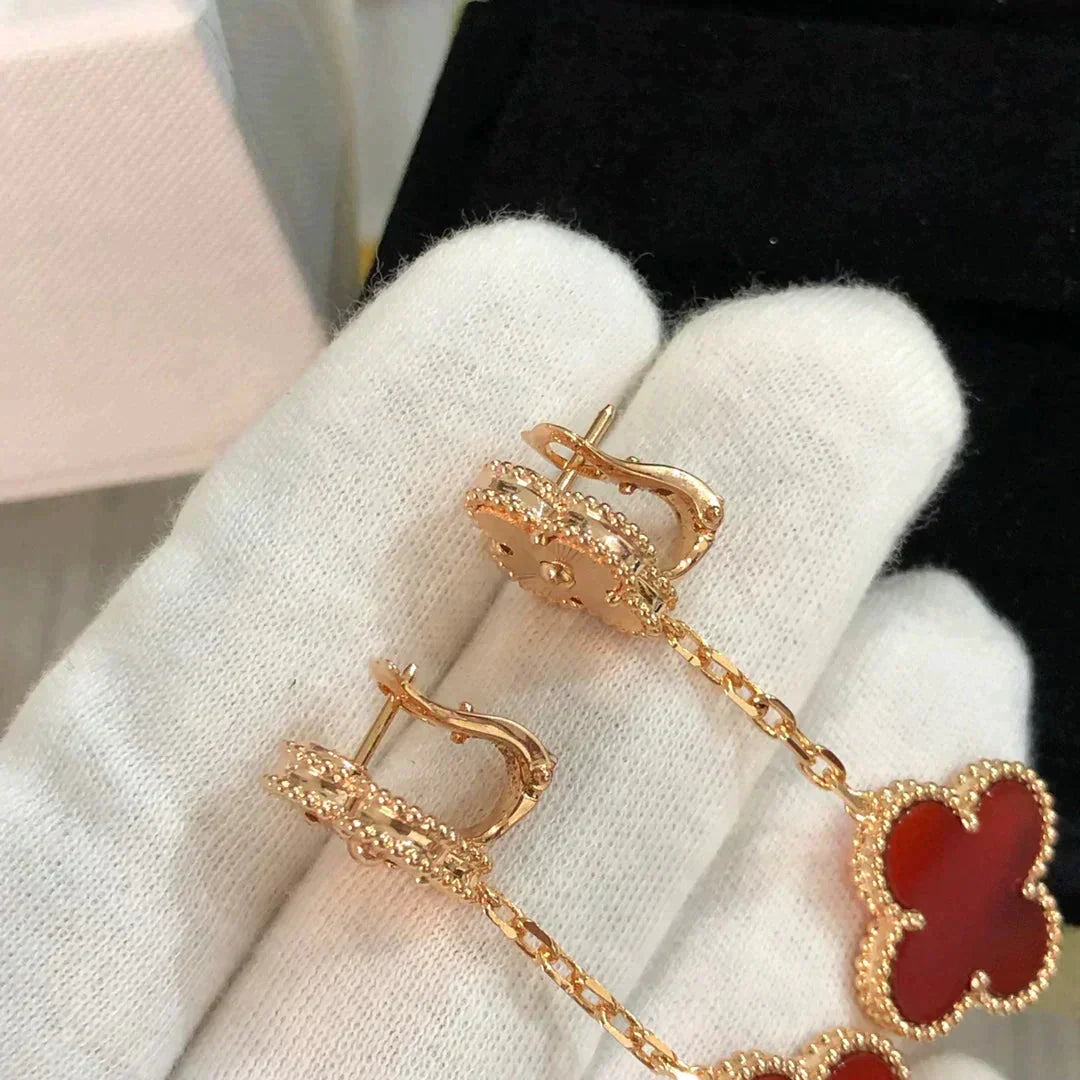 [Glow Muse]CLOVER 2 MOTIF  LASER CARNELIAN EARRINGS