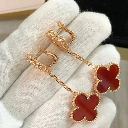 [Glow Muse]CLOVER 2 MOTIF  LASER CARNELIAN EARRINGS