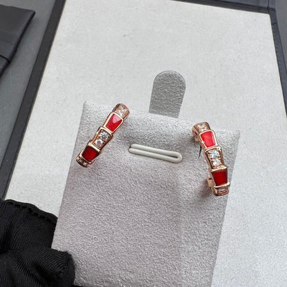 [Glow Muse]SERPENTI CARNELIAN PINK GOLD EARRINGS