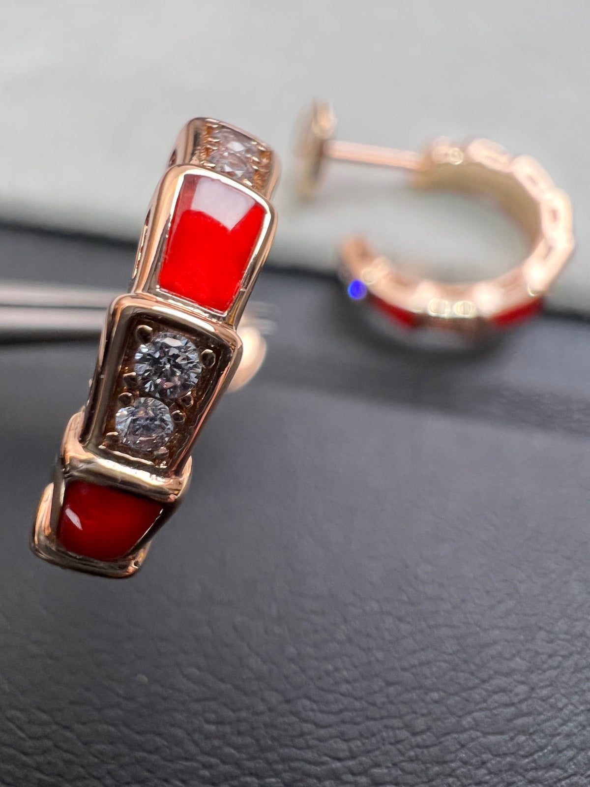 [Glow Muse]SERPENTI CARNELIAN PINK GOLD EARRINGS