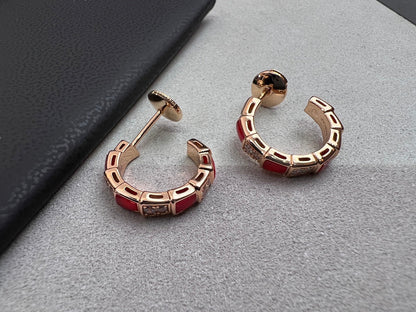 [Glow Muse]SERPENTI CARNELIAN PINK GOLD EARRINGS