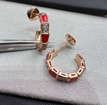 [Glow Muse]SERPENTI CARNELIAN PINK GOLD EARRINGS