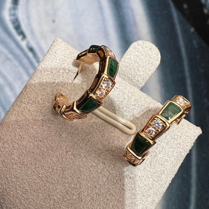 [Glow Muse]SERPENTI MALACHITE PINK GOLD EARRINGS
