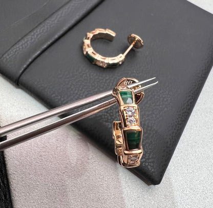 [Glow Muse]SERPENTI MALACHITE PINK GOLD EARRINGS