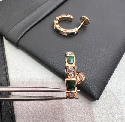 [Glow Muse]SERPENTI MALACHITE PINK GOLD EARRINGS