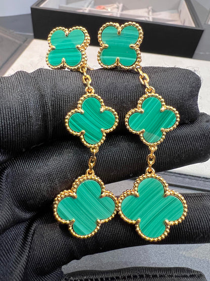 [Glow Muse]CLOVER MALACHITE 3 MOTIFS GOLD