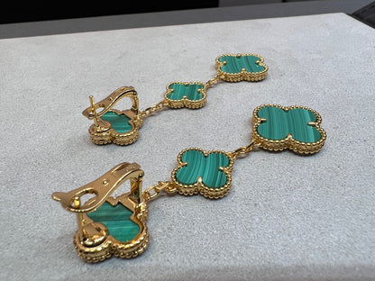 [Glow Muse]CLOVER MALACHITE 3 MOTIFS GOLD