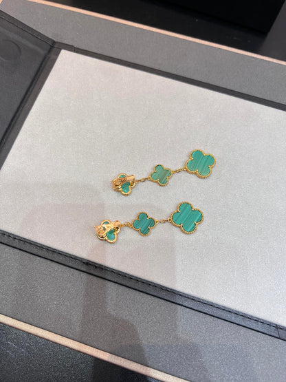 [Glow Muse]CLOVER MALACHITE 3 MOTIFS GOLD
