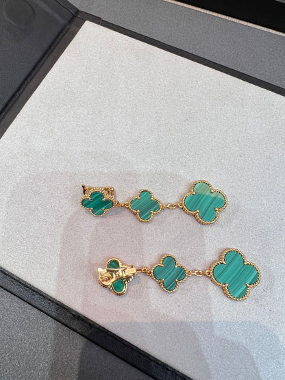 [Glow Muse]CLOVER MALACHITE 3 MOTIFS GOLD