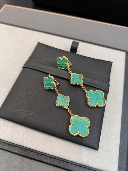 [Glow Muse]CLOVER MALACHITE 3 MOTIFS GOLD