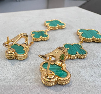 [Glow Muse]CLOVER MALACHITE 3 MOTIFS GOLD
