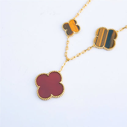 [Glow Muse]CLOVER BRACELET 5 MOTIFS CARNELIAN TIGER EYE