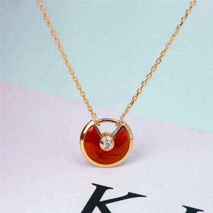[Glow Muse]AMULETTE GOLD CARNELIAN ONYX NECKLACE